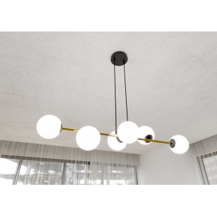 Lampa wisząca podłużna szklane kule Gravity IV 110cm biały / złoty / czarny Emibig