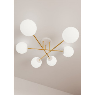 Lampa sufitowa 6 szklanych kul glamour Magnum 75cm biały / złoty Emibig