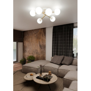 Lampa sufitowa 6 szklanych kul glamour Magnum 75cm biały / złoty Emibig