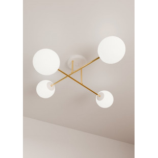 Lampa sufitowa Magnum | 4 szklane kule, biały/złoty | Emibig