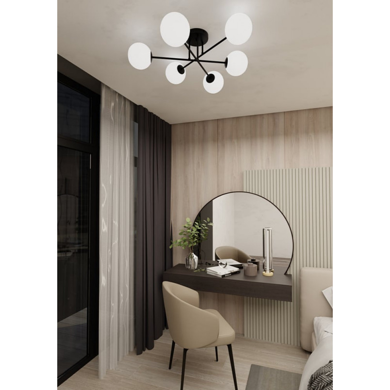 Lampa sufitowa Roma 6 kloszy biało-czarna Emibig | Sklep z lampami