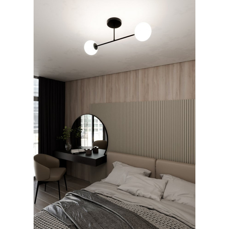 Lampa sufitowa Roma 2 - Biało-czarna, szkło Emibig | Sklep