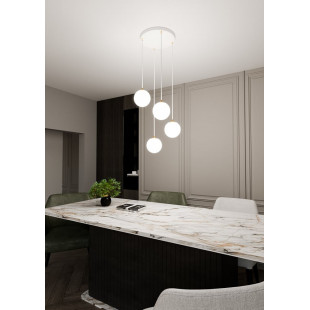 Lampa wisząca 4 szklane kule Royal 40cm biały / złoty Emibig