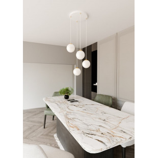 Lampa wisząca 4 szklane kule Royal 40cm biały / złoty Emibig