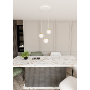 Lampa wisząca 3 szklane kule Royal 40cm biały / złoty Emibig
