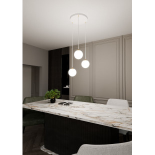 Lampa wisząca 3 szklane kule Royal 40cm biały / złoty Emibig