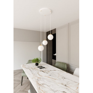 Lampa wisząca 3 szklane kule Royal 40cm biały / złoty Emibig