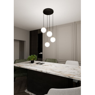 Lampa wisząca 4 szklane kule Royal 40cm biały / złoty / czarny Emibig