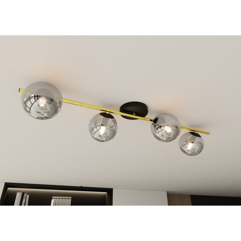 Plafon nowoczesny szklane kule Splendi IV 100cm grafit / złoty / czarny Emibig