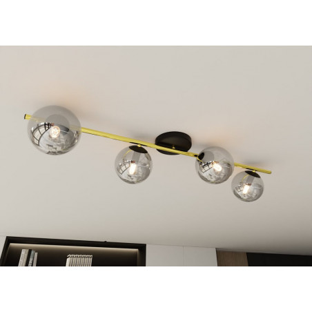 Plafon nowoczesny szklane kule Splendi IV 100cm grafit / złoty / czarny Emibig