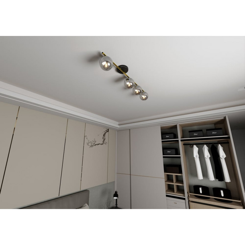 Plafon nowoczesny szklane kule Monza IV 100cm grafit / złoty Emibig
