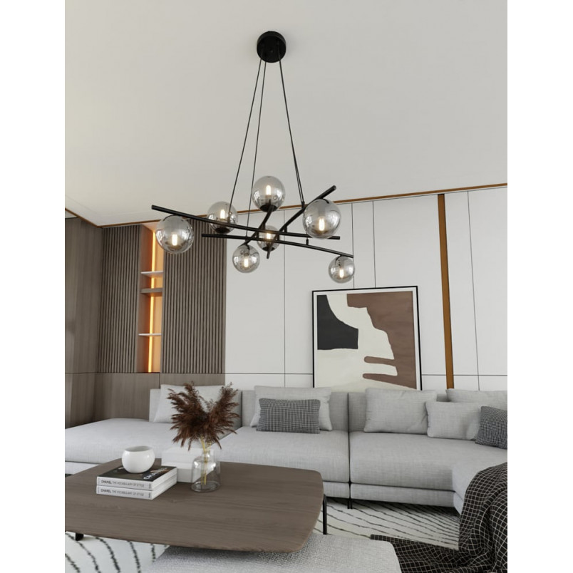 Lampa wisząca szklane kule nowoczesne Essa VIII 100cm grafit