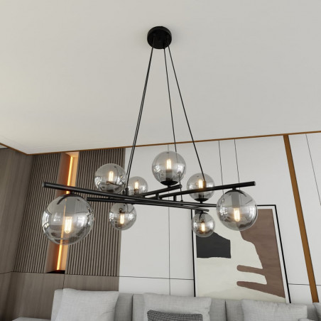 Lampa wisząca Essa VIII - szklane kule, grafit/czarny | Emibig