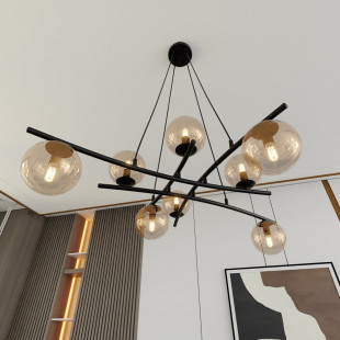 Lampa wisząca Essa VIII - szklane kule, miodowy/czarny | Emibig