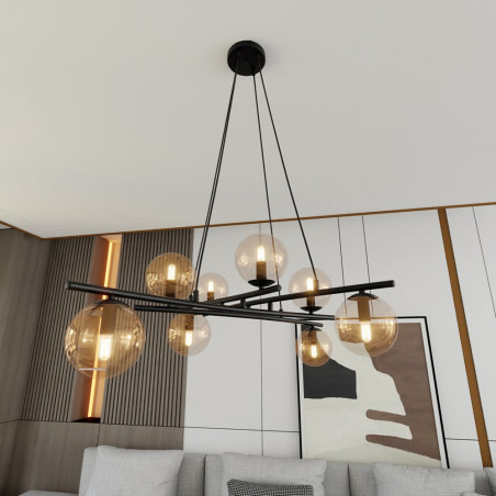 Lampa wisząca Essa VIII - szklane kule, miodowy/czarny | Emibig