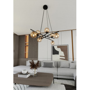 Lampa wisząca Essa VIII - szklane kule, miodowy/czarny | Emibig