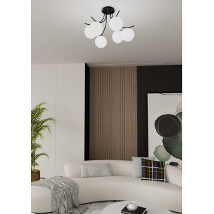 Lampa Sufitowa Boston VI - Szklane Kule, Biało-Czarna | Emibig