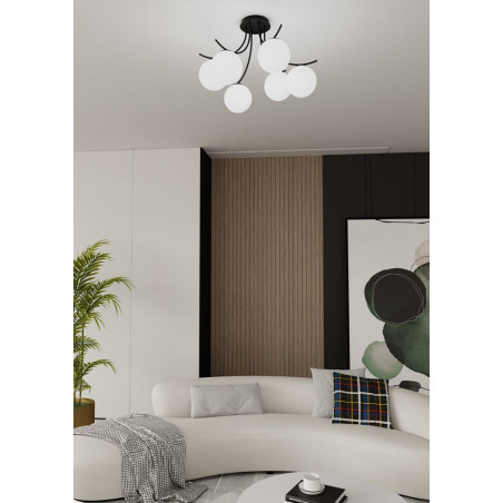 Lampa Sufitowa Boston VI - Szklane Kule, Biało-Czarna | Emibig