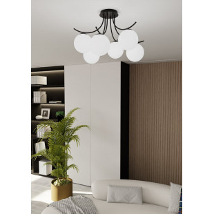 Lampa Sufitowa Boston VI - Szklane Kule, Biało-Czarna | Emibig