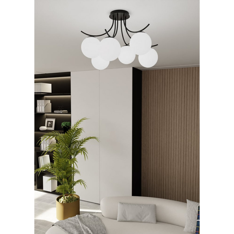 Lampa Sufitowa Boston VI - Szklane Kule, Biało-Czarna | Emibig
