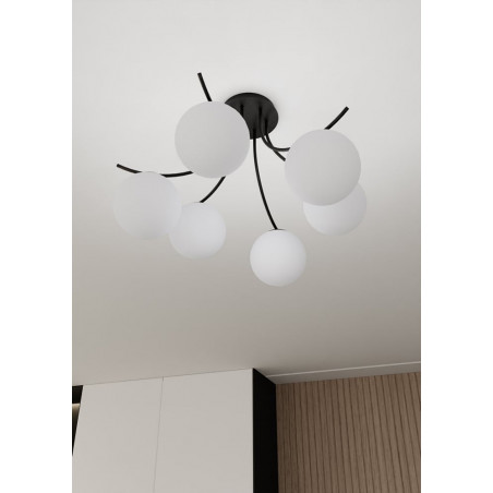 Lampa Sufitowa Boston VI - Szklane Kule, Biało-Czarna | Emibig
