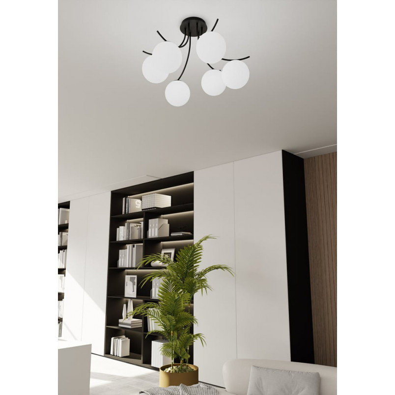 Lampa Sufitowa Boston VI - Szklane Kule, Biało-Czarna | Emibig