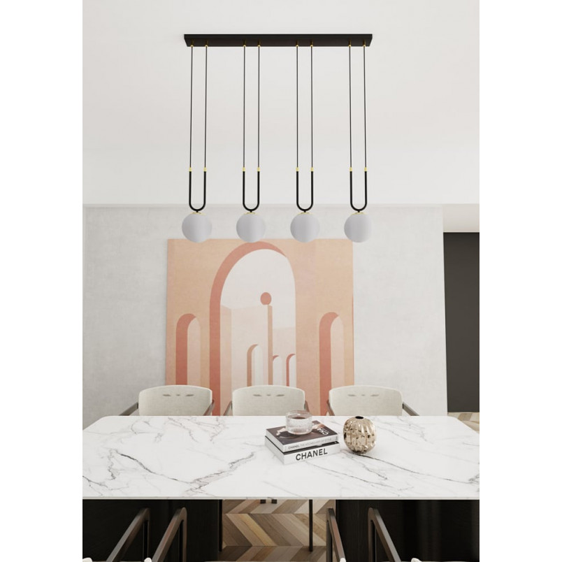 Lampa Wisząca Glam IV - Szkło Biało-Czarna | Emibig