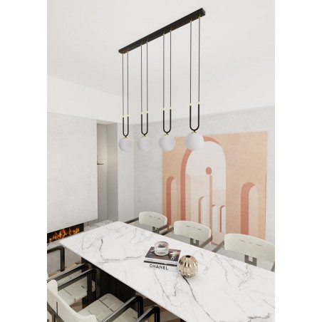 Lampa Wisząca Glam IV - Szkło Biało-Czarna | Emibig