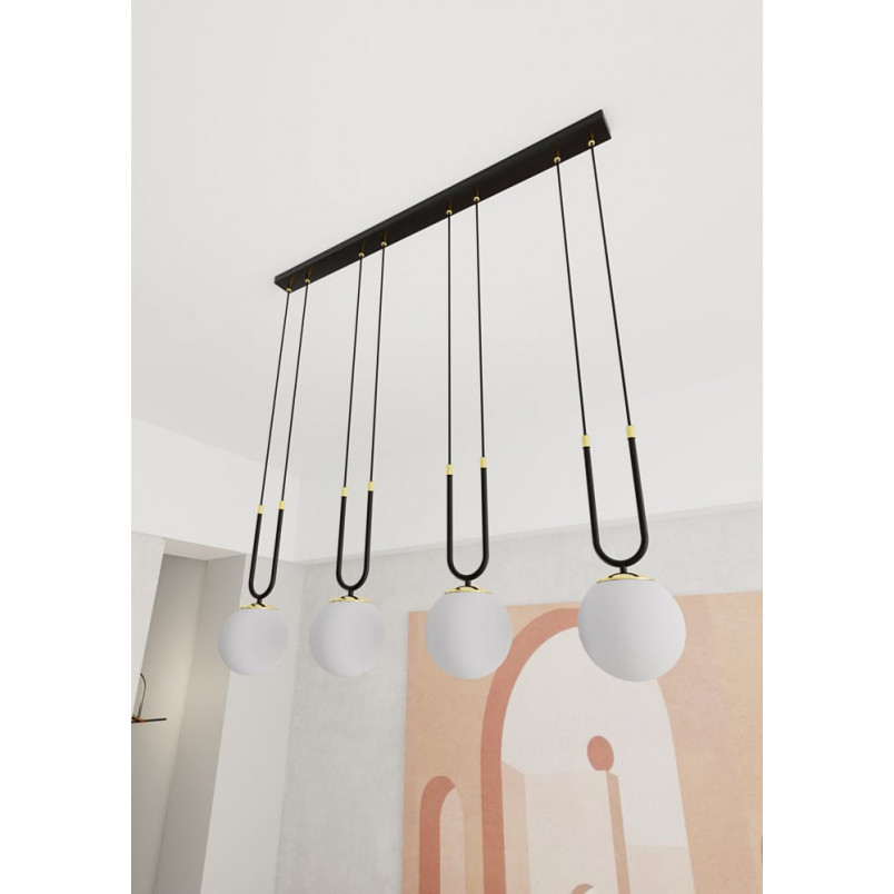 Lampa Wisząca Glam IV - Szkło Biało-Czarna | Emibig