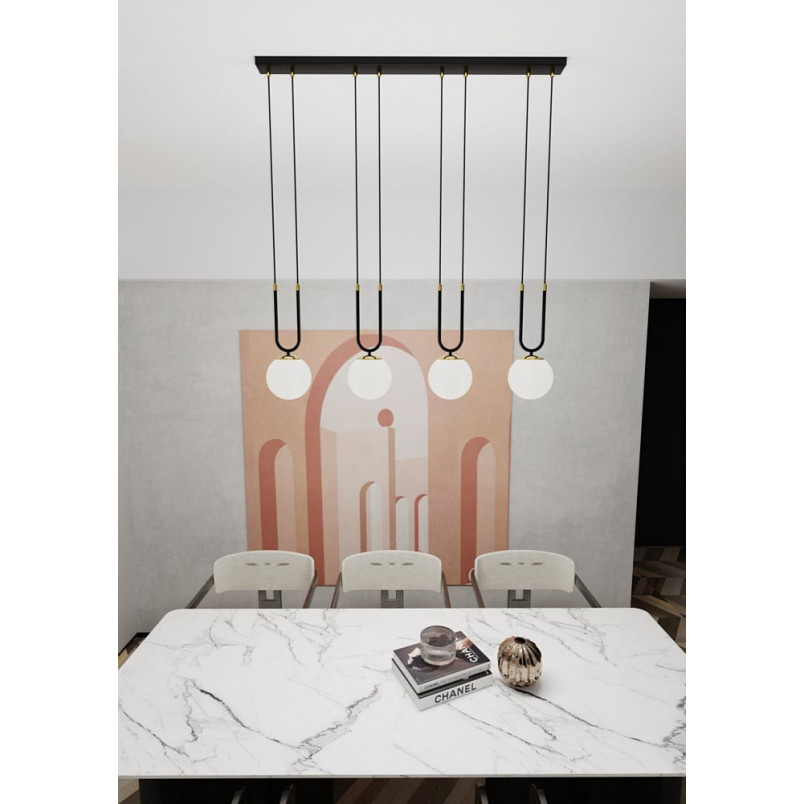 Lampa Wisząca Glam IV - Szkło Biało-Czarna | Emibig