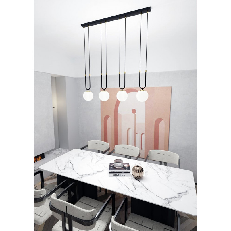 Lampa Wisząca Glam IV - Szkło Biało-Czarna | Emibig