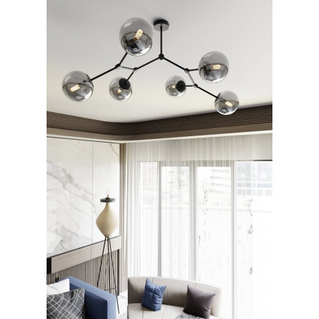 Lampa Sufitowa Space VI - Szklane Kule, Grafit/Czarny | Emibig