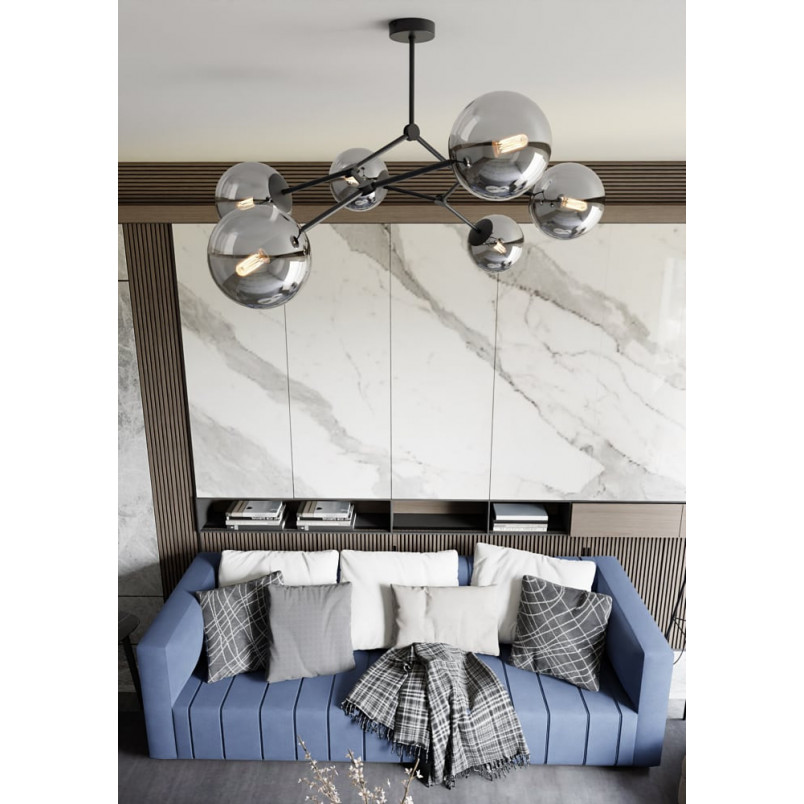 Lampa Sufitowa Space VI - Szklane Kule, Grafit/Czarny | Emibig