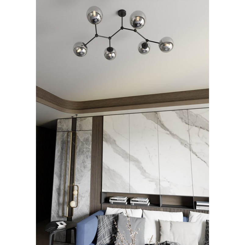 Lampa Sufitowa Space VI - Szklane Kule, Grafit/Czarny | Emibig
