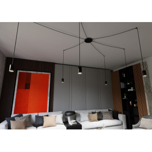 Lampa Wisząca "Pająk" Regulowana Traker VI Czarna - Emibig