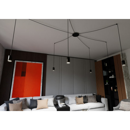 Lampa Wisząca "Pająk" Regulowana Traker VI Czarna - Emibig