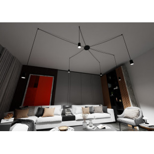 Lampa Wisząca "Pająk" Regulowana Traker VI Czarna - Emibig