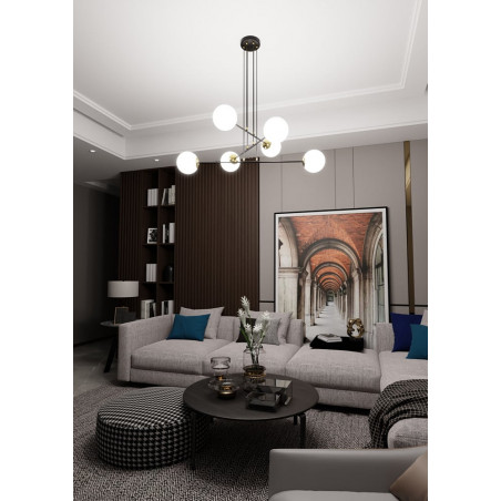 Lampa wisząca Emibig Ognis VI | Szklane kule, czarno-biała
