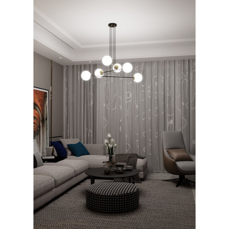 Lampa wisząca Emibig Ognis VI | Szklane kule, czarno-biała