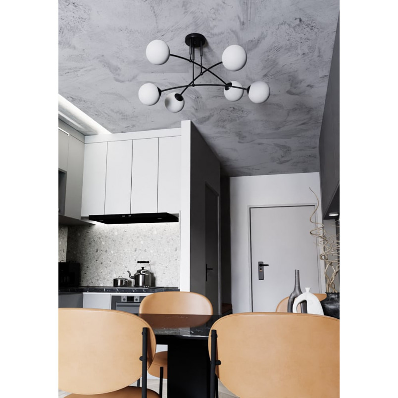 Lampa Sufitowa Pregos IV - Szklane Kule, Biały/Czarny | Emibig