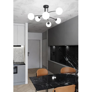 Lampa Sufitowa Pregos IV - Szklane Kule, Biały/Czarny | Emibig