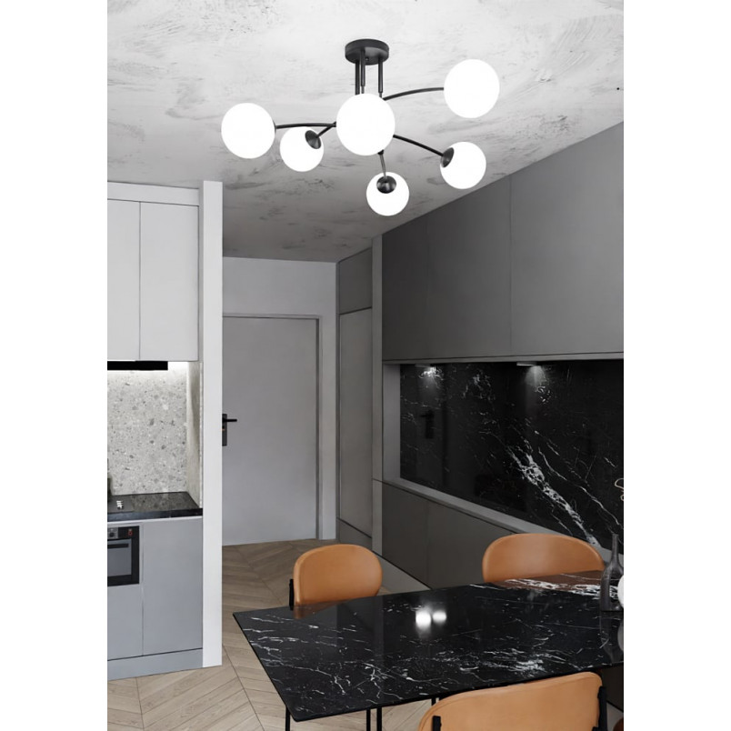 Lampa Sufitowa Pregos IV - Szklane Kule, Biały/Czarny | Emibig