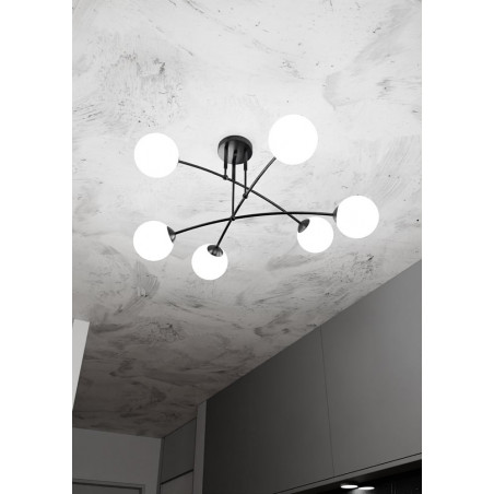 Lampa Sufitowa Pregos IV - Szklane Kule, Biały/Czarny | Emibig