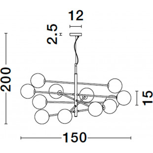 Lampa wisząca szklane kule Glasbollar XII 150cm biało-złota