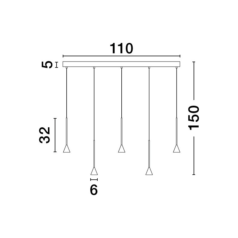 Lampa wisząca Loop LED 5 punktów | Czarna, 110cm | Decolab24