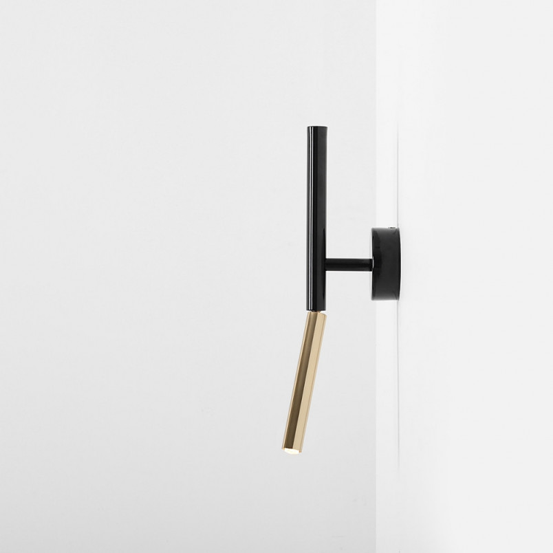 Kinkiet minimalistyczny Stick czarny/złoty Aldex | Regulowany