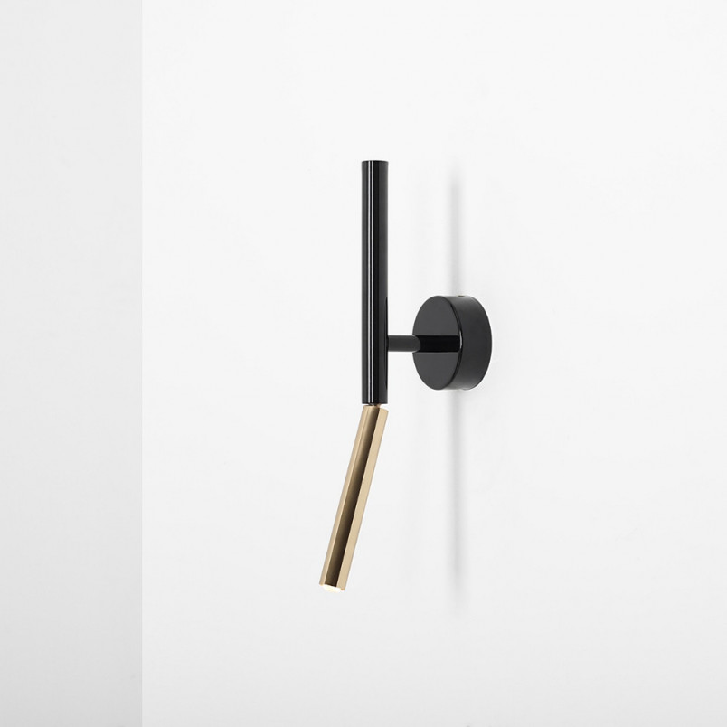 Kinkiet minimalistyczny Stick czarny/złoty Aldex | Regulowany