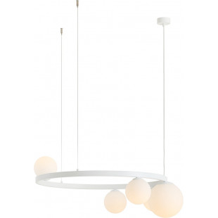 Lampa wisząca szklane kule Garda Black Ring V 92cm biała Aldex