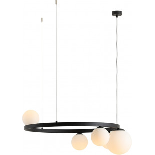 Lampa wisząca szklane kule Garda Black Ring V 92cm biało-czarna Aldex