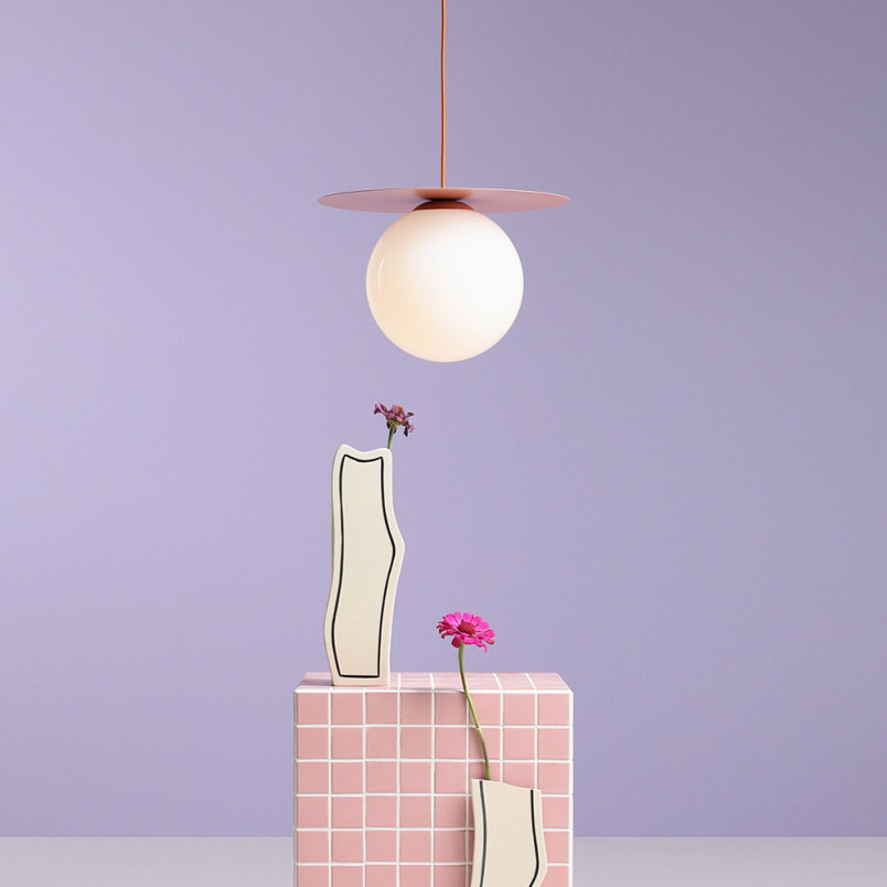 Lampa wisząca Loop biała/koral Aldex | Szkło, E27